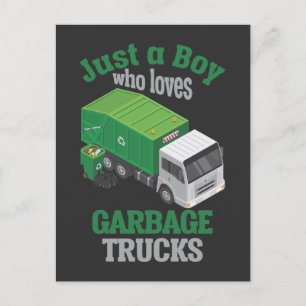 Carte Postale Toddler Garçon qui aime le Camion à ordures Cool R
