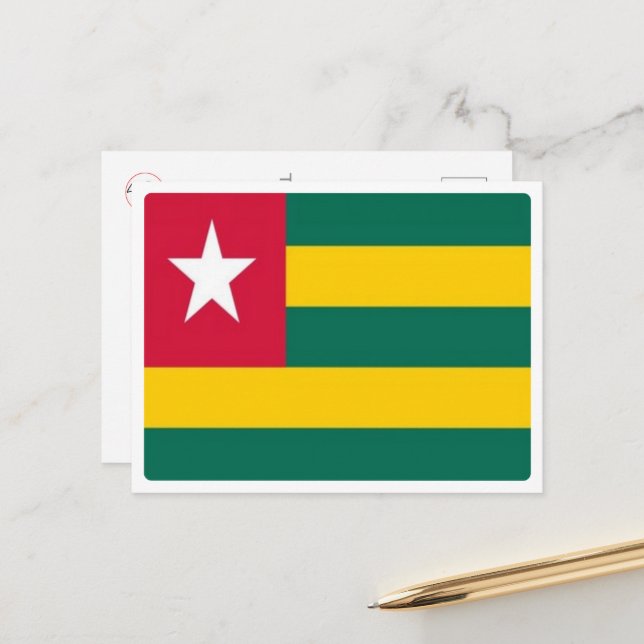 Carte Postale Togo - Drapeau (Devant/Arrière en situation)