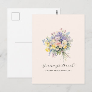 Carte Postale Toile personnalisée Fleurs de Mamie pour petits-en
