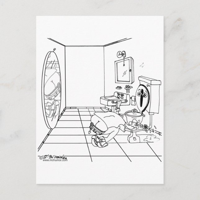 Carte Postale Toilette empêtrée par une fissure (Devant)