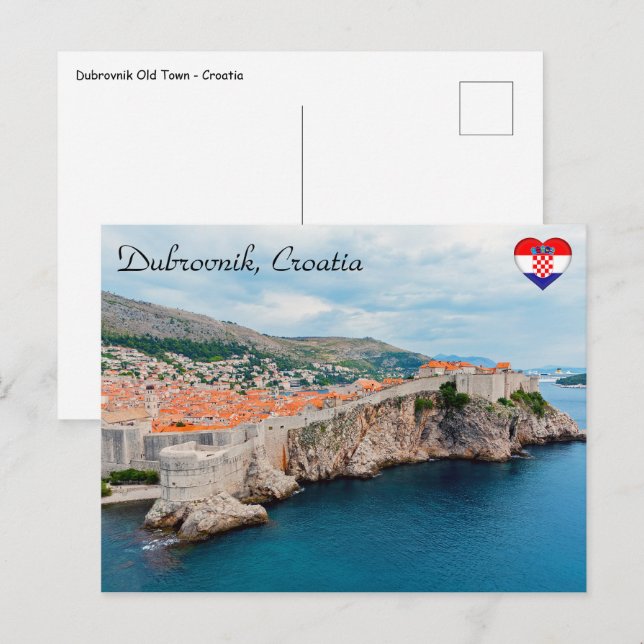 Carte Postale Toits et murs de la vieille ville de Dubrovnik - C (Devant / Derrière)
