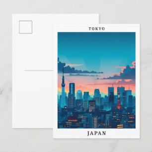 Carte Postale Tokyo Japon Élégant Vintage voyage d'art