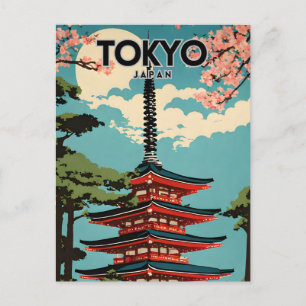 Carte Postale Tokyo Japon Nostalgale Retro Voyage Art