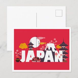 Carte Postale Tokyo Japon Vintage Art Illustration Voyage