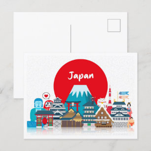 Carte Postale Tokyo Japon Voyage Vintage d'illustration