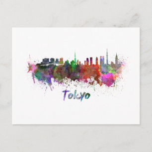 Carte Postale Tokyo skyline in watercolor