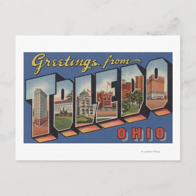 Carte Postale Tolède, Ohio, grandes lettres ScènesTolède, OH (Devant)
