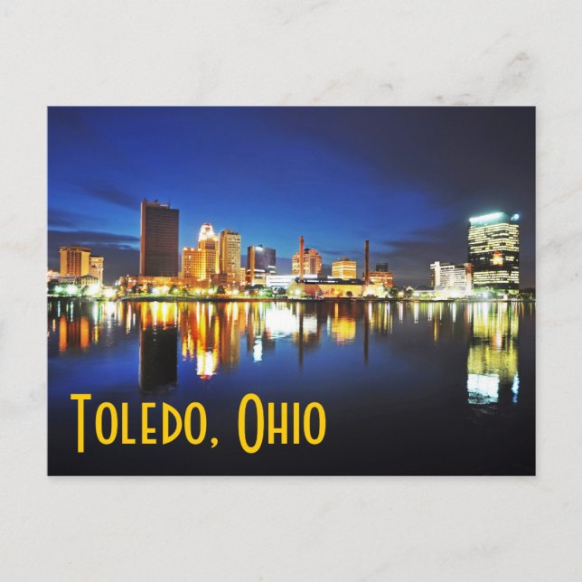 Carte Postale Toledo, Ohio à la tombée de la nuit (Devant)