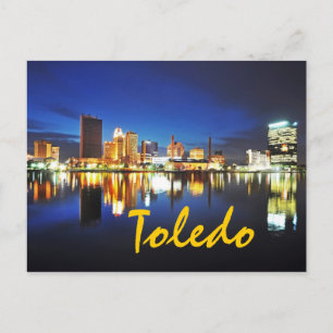 Carte Postale Toledo, Ohio à la tombée de la nuit