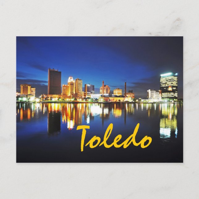 Carte Postale Toledo, Ohio à la tombée de la nuit (Devant)