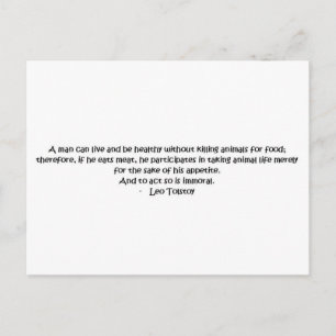 Carte Postale Tolstoï citation végétarienne