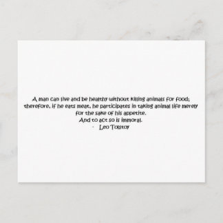 Carte Postale Tolstoï citation végétarienne