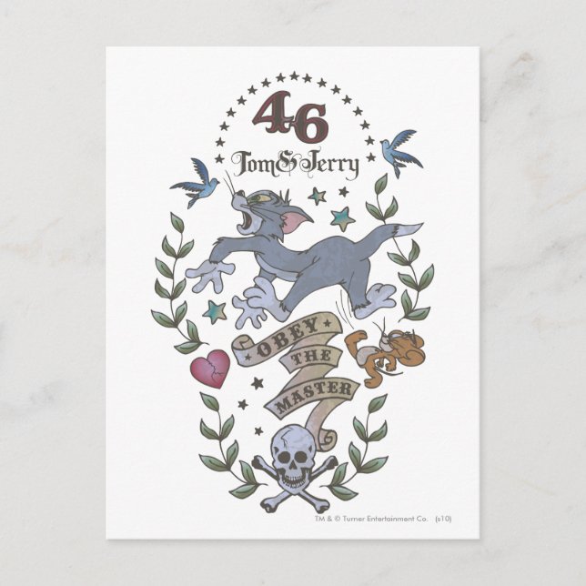 Carte Postale Tom et Jerry Obey Le Maître 2 (Devant)