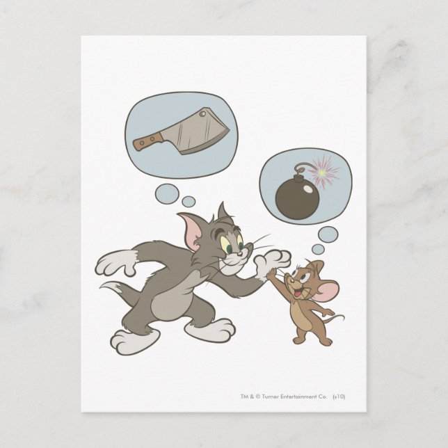 Carte Postale Tom et pensées de mal de Jerry (Devant)