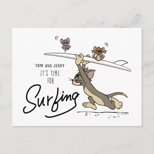 Carte Postale Tom & Jerry "Il est temps de surfer" (Devant)