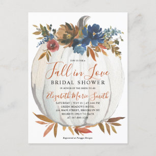 Carte Postale Tombe en amour Blue Floral Citrouille Fête des mar