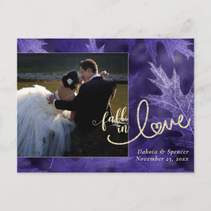 Carte Postale Tomber amoureux de l'automne Merci photo violet