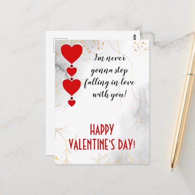 Carte Postale Tomber amoureux de vous, Saint Valentin (Devant/Arrière en situation)