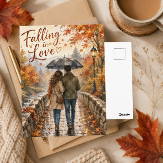 Carte Postale Tomber amoureux Feuilles d'automne romantiques tom