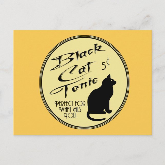 Carte Postale Tonique de chat noir (Devant)