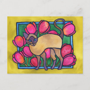 Carte Postale Tonkinèse et tulipes