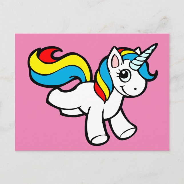 Carte Postale Tonneau de licorne arc-en-ciel (Devant)