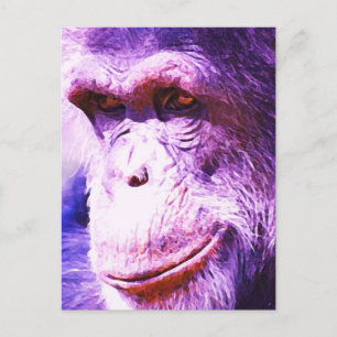 Carte postale Tons Bleus Verticaux Tête de Chimpan