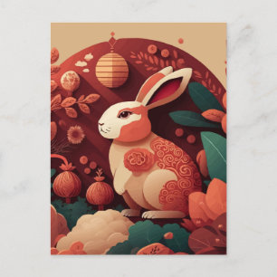 Carte Postale Tons Mués Rabbit Nouvel An chinois