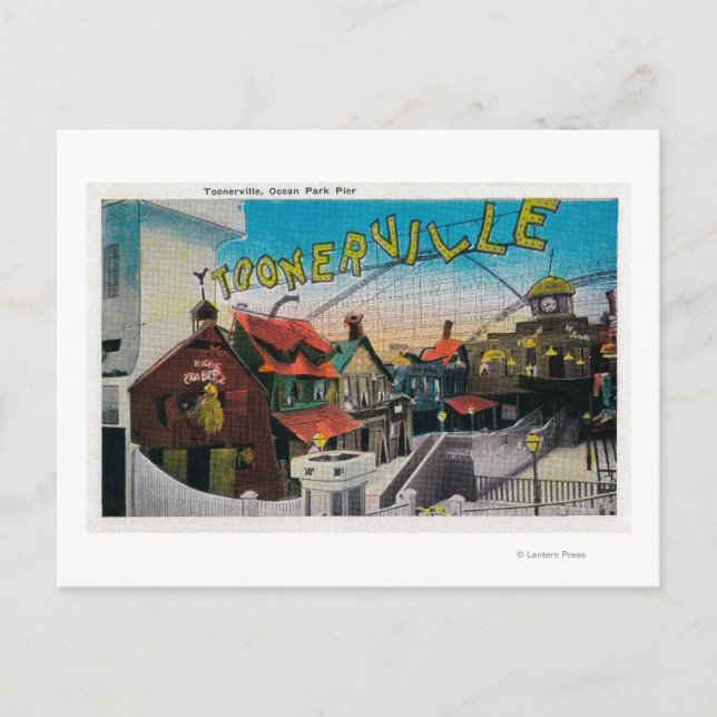 Carte Postale Toonerville à Ocean Park Pier Santa Monica, CA (Devant)