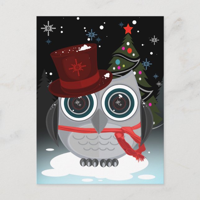 Carte Postale Top Hat Owl - Noël (Devant)