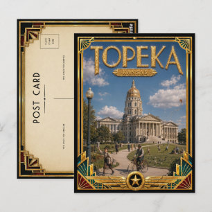 Carte Postale Topeka Kansas Art Déco Vintage Âge d'Or