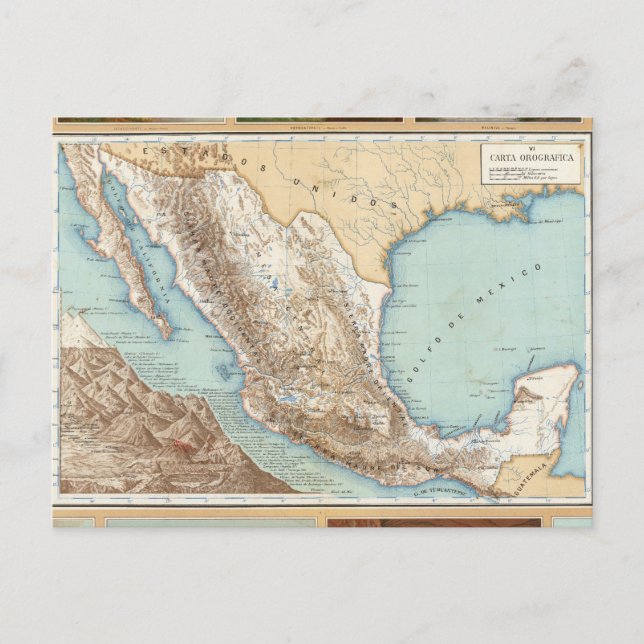 Carte Postale Topographie du Mexique (Devant)