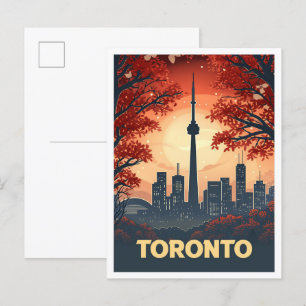 Carte Postale Toronto Canada Illustration de voyage en art Vinta