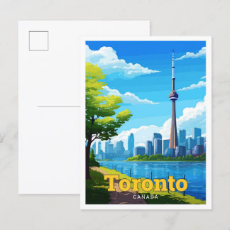 Carte Postale Toronto Canada Voyage Illustration Vintage