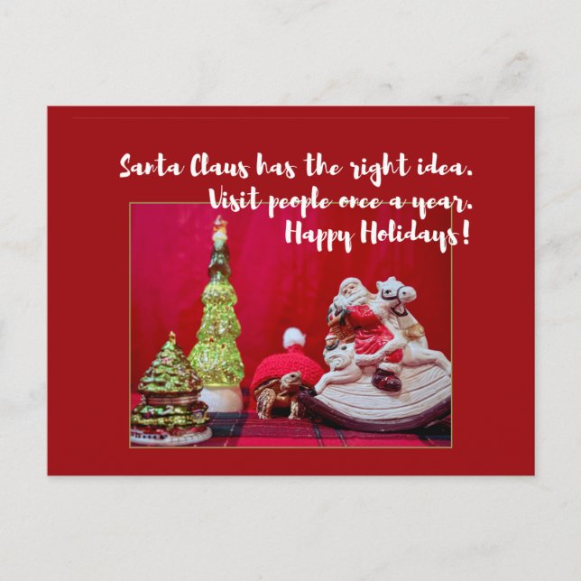 Carte Postale Tortoise et Santa Claus mignonne citation de Noël (Devant)