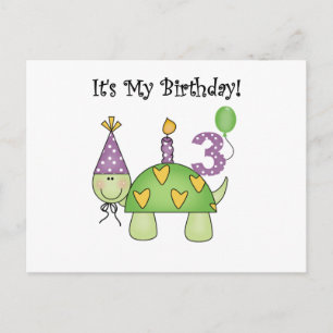 Carte Postale Tortue 3ème Anniversaire Tshirts et cadeaux
