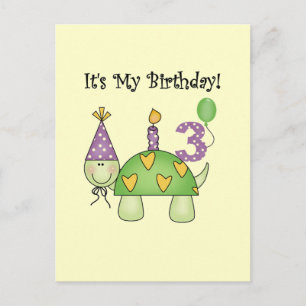 Carte Postale Tortue 3ème Anniversaire Tshirts et cadeaux
