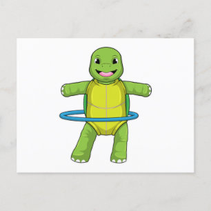 Carte Postale Tortue à Fitness avec pneus Fitness