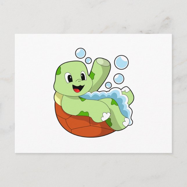 Carte Postale Tortue à la baignade avec mousse (Devant)