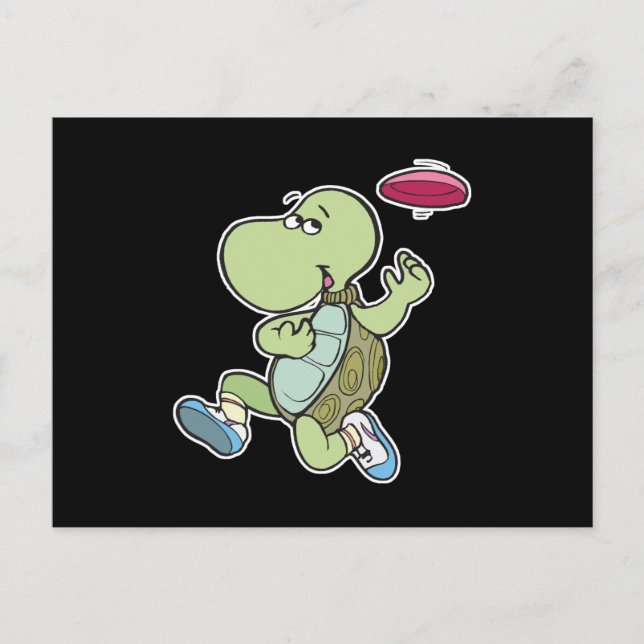 Carte Postale tortue à la frisbee (Devant)
