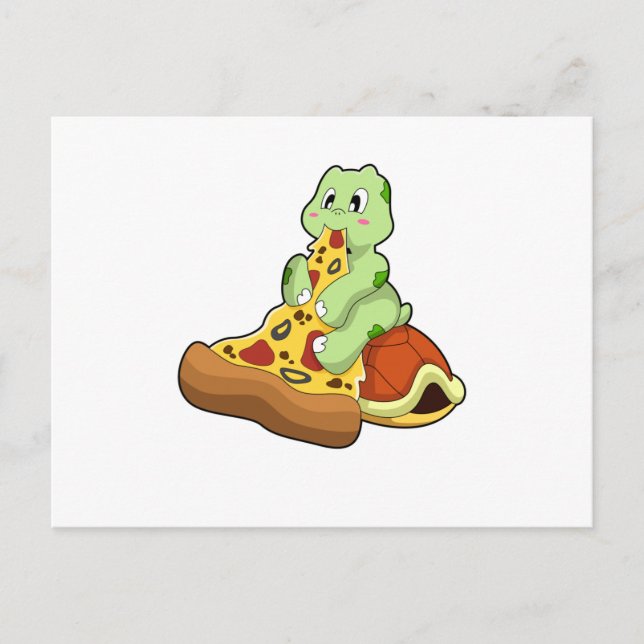 Carte Postale Tortue à la pizza (Devant)