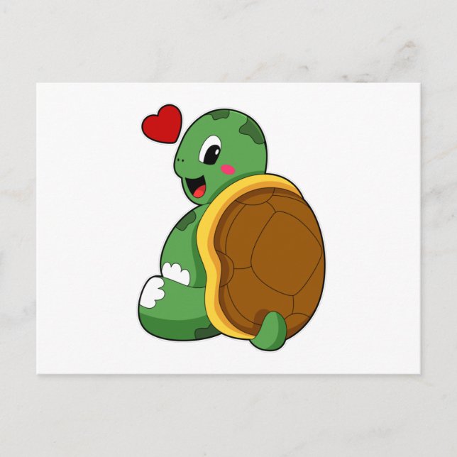 Carte Postale Tortue au coeur (Devant)
