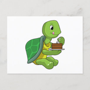 Carte Postale Tortue au gâteau
