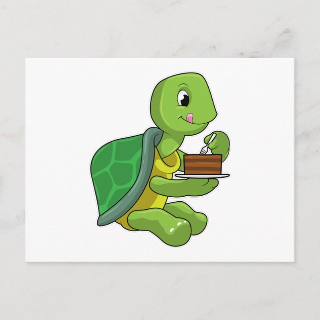Carte Postale Tortue au gâteau (Devant)