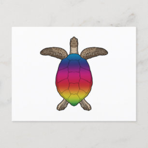 Carte Postale Tortue aux couleurs de l'arc-en-ciel