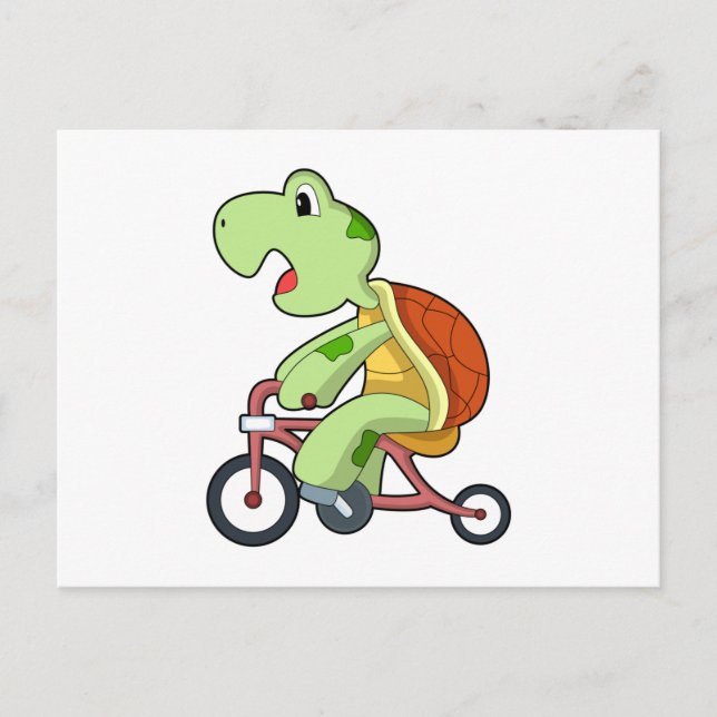 Carte Postale Tortue avec bicyclette (Devant)