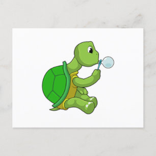 Carte Postale Tortue avec bulles de savon