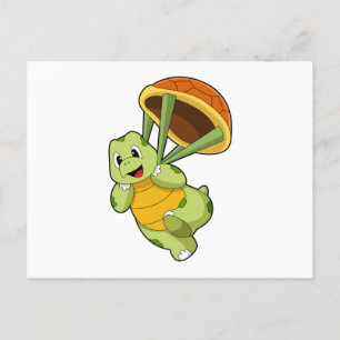Carte Postale Tortue avec carapace en parachutiste