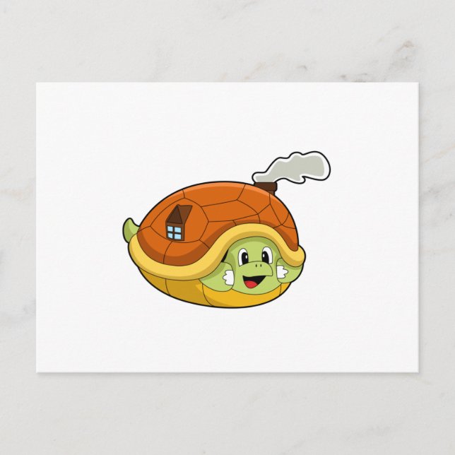 Carte Postale Tortue avec coquille comme maison (Devant)