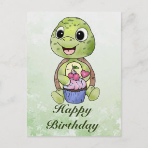 Carte Postale Tortue avec muffine 